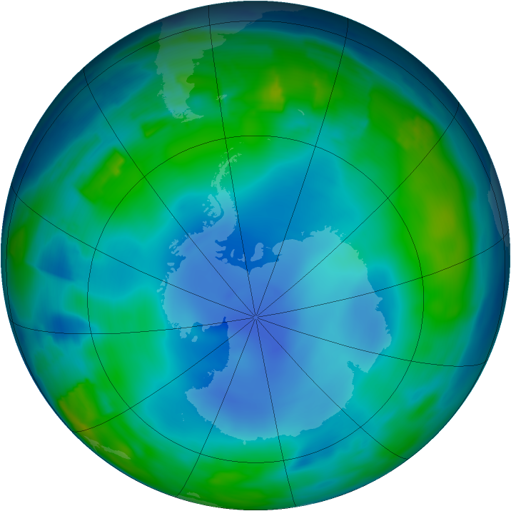 Antarctic ozone map for 20 June 2013